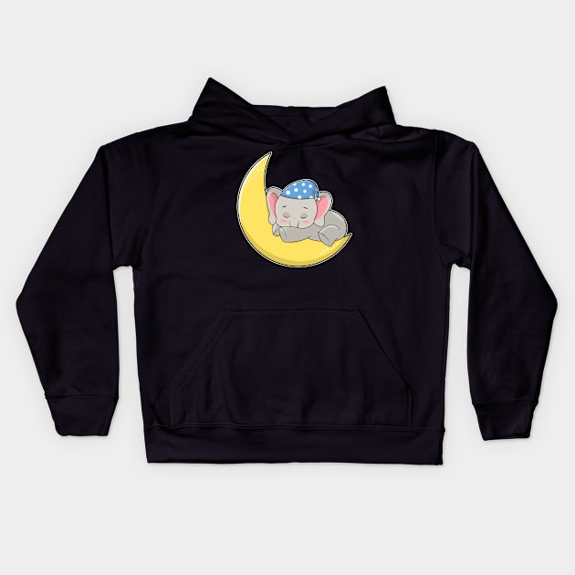 Elephant at Sleeping with Sleeping mask & Moon Kids Hoodie by Markus Schnabel